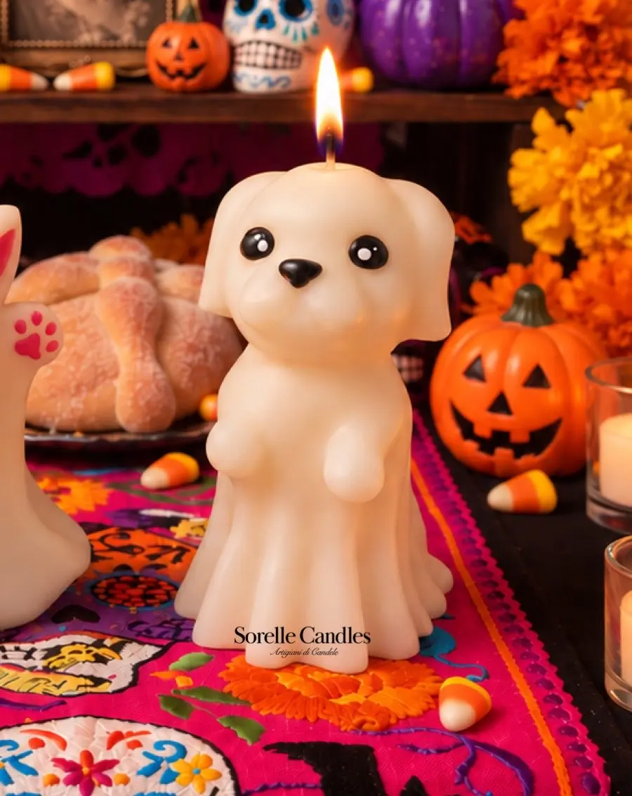Vela de perrito fantasma color marfil